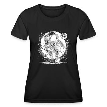 Outer Space Hole Astronaut with Exotic Planets - Women's Functional T-Shirt - black - Front - AI Model Female 172 light (172cm)