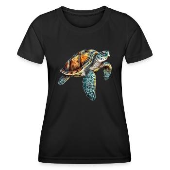 Conception sous-marine de tortue pour les plongeurs - T-shirt sport Femme - noir - Devant - AI Model Female 172 light (172cm)