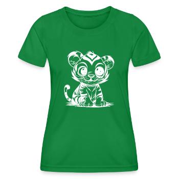 Cuddly little children's tiger with stripe pattern - Women's Functional T-Shirt - kelly green - Front - AI Model Female 172 dark (172cm)