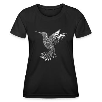 Geometrischer Kolibri im Flug - Frauen Funktions-T-Shirt - Schwarz - Vorne - AI Model Female 172 light (172cm)