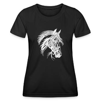 Cheval robuste à crinière Dressage équestre Sports équestres - T-shirt sport Femme - noir - Devant - AI Model Female 172 light (172cm)