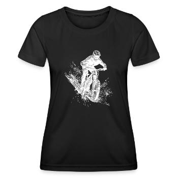 Schlamm Mountainbiker Outdoor Abfahrt - Frauen Funktions-T-Shirt - Schwarz - Vorne - AI Model Female 172 light (172cm)