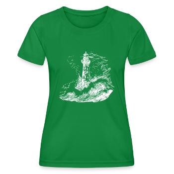 Lighthouse with beacon in stormy sea - Women's Functional T-Shirt - kelly green - Front - AI Model Female 172 dark (172cm)