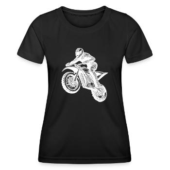 Machine de saut de route de terre de course de moto tout-terrain - T-shirt sport Femme - noir - Devant - AI Model Female 172 light (172cm)