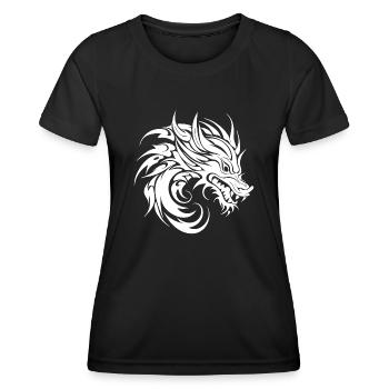 Tête de dragon de style tatouage sifflant dangereux - T-shirt sport Femme - noir - Devant - AI Model Female 172 light (172cm)