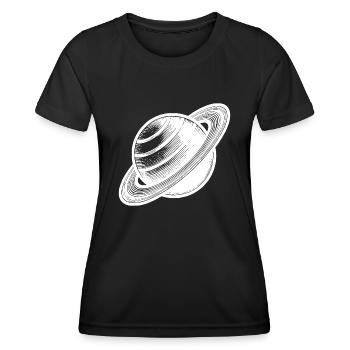 Planète aux anneaux Saturne avec système d’anneaux dans le système solaire - T-shirt sport Femme - noir - Devant - AI Model Female 172 light (172cm)