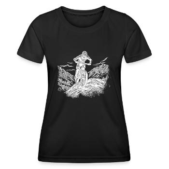 Ascension solitaire en VTT - T-shirt sport Femme - noir - Devant - AI Model Female 172 light (172cm)