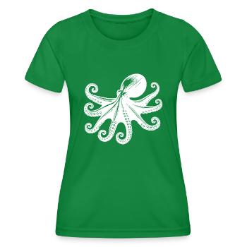 Large Octopus with Eight Arms - Women's Functional T-Shirt - kelly green - Front - AI Model Female 172 dark (172cm)