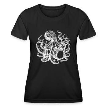 Octopus plays drums - Women's Functional T-Shirt - black - Front - AI Model Female 172 light (172cm)