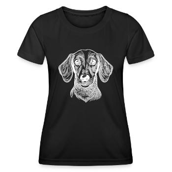 Cute Dachshund Portrait for Dachshund Dad - Women's Functional T-Shirt - black - Front - AI Model Female 172 light (172cm)