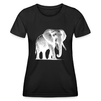 Elephant - Large safari proboscis with tusks - Women's Functional T-Shirt - black - Front - AI Model Female 172 light (172cm)