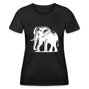 Elephant Portrait - Safari proboscis with tusks - Women's Functional T-Shirt - black - Front - AI Model Female 172 light (172cm)