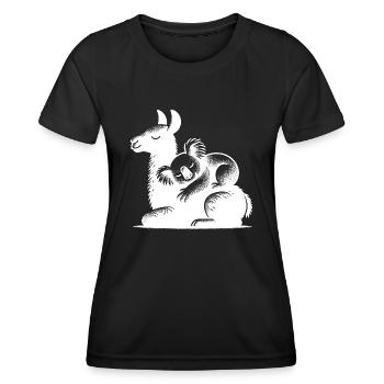 Sleeping koala on a sleeping llama - Women's Functional T-Shirt - black - Front - AI Model Female 172 light (172cm)