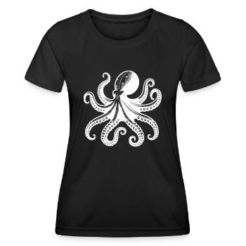 Grande pieuvre calmar à huit bras - T-shirt sport Femme - noir - Devant - AI Model Female 172 light (172cm)