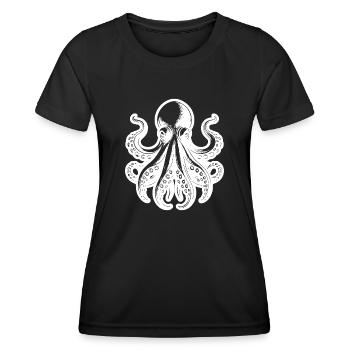 Großer grimmiger Oktopus mit acht Armen - Frauen Funktions-T-Shirt - Schwarz - Vorne - AI Model Female 172 light (172cm)