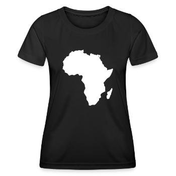 Kontinent Afrika Silhouette - Frauen Funktions-T-Shirt - Schwarz - Vorne - AI Model Female 172 light (172cm)