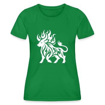 Burning Bull Tattoo Fire Flames Style - T-shirt sport Femme - vert - Devant - AI Model Female 172 dark (172cm)