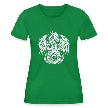 Vintager Schuppiger Tattoo Drache mit Flügeln - Frauen Funktions-T-Shirt - Kelly Green - Vorne - AI Model Female 172 dark (172cm)