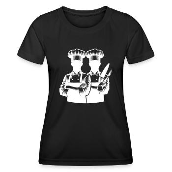 Küchenchefs und Hobbyköche Silhouette Portrait - Frauen Funktions-T-Shirt - Schwarz - Vorne - AI Model Female 172 light (172cm)