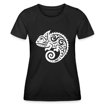 Caméléon Tattoo Écailles Creepers Déguisement - T-shirt sport Femme - noir - Devant - AI Model Female 172 light (172cm)