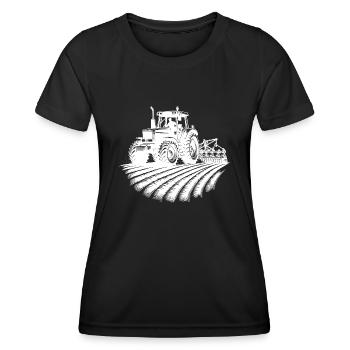 Traktor Feld Schlepper Landmaschinen Feldarbeit - Frauen Funktions-T-Shirt - Schwarz - Vorne - AI Model Female 172 light (172cm)