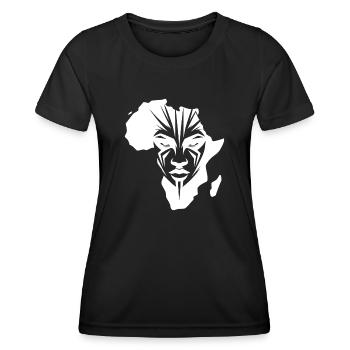 Afrika Krieger Silhouette Tattoo - Frauen Funktions-T-Shirt - Schwarz - Vorne - AI Model Female 172 light (172cm)