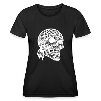 Costume de pirate crâne dans le Style de tatouage tribal - T-shirt sport Femme - noir - Devant - AI Model Female 172 light (172cm)