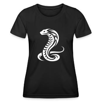 Giftiges Tribal Tattoo Style Cobra Schlange - Frauen Funktions-T-Shirt - Schwarz - Vorne - AI Model Female 172 light (172cm)