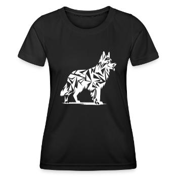 Geometrischer Schäferhund - Frauen Funktions-T-Shirt - Schwarz - Vorne - AI Model Female 172 light (172cm)
