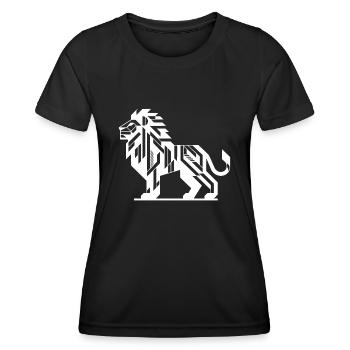 Lion géométrique à la crinière élégante - T-shirt sport Femme - noir - Devant - AI Model Female 172 light (172cm)