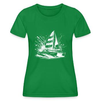 Voilier double coque catamaran à voiles - T-shirt sport Femme - vert - Devant - AI Model Female 172 dark (172cm)