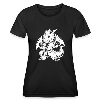 Stolzer Karate Flügel Drache Cartoon Style - Frauen Funktions-T-Shirt - Schwarz - Vorne - AI Model Female 172 light (172cm)