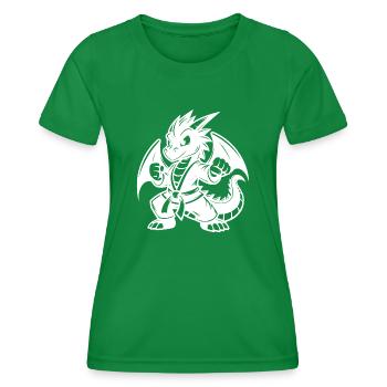 Stolzer Karate Flügel Drache Cartoon Style - Frauen Funktions-T-Shirt - Kelly Green - Vorne - AI Model Female 172 dark (172cm)