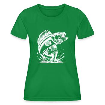Eleganter springender Zander Raubfisch - Frauen Funktions-T-Shirt - Kelly Green - Vorne - AI Model Female 172 dark (172cm)