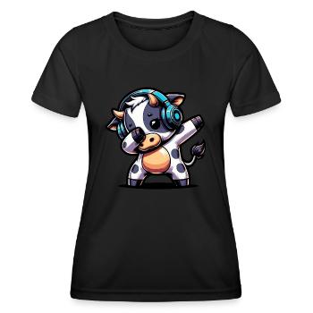 Dabbing Cow - Women's Functional T-Shirt - black - Front - AI Model Female 172 light (172cm)