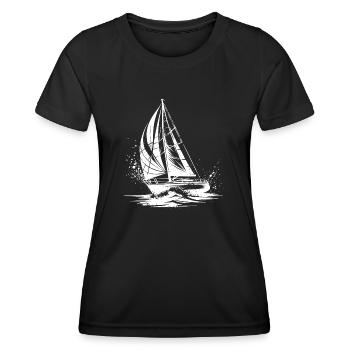 Chic Sailboat Under Sail Splash Swell - Women's Functional T-Shirt - black - Front - AI Model Female 172 light (172cm)