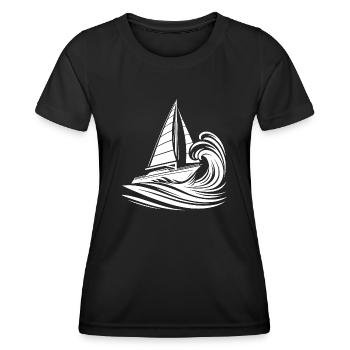 Voilier rapide dans les vagues - T-shirt sport Femme - noir - Devant - AI Model Female 172 light (172cm)