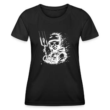 Cool kite surfer man wind surfing in the sky - Women's Functional T-Shirt - black - Front - AI Model Female 172 light (172cm)