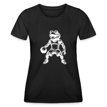 Lustiger Basketball Training Wettkampf Frosch - Frauen Funktions-T-Shirt - Schwarz - Vorne - AI Model Female 172 light (172cm)