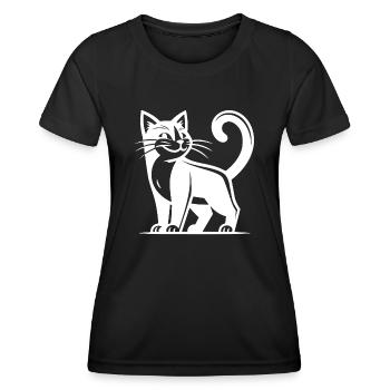 Hauskatze mit lustigem Klugscheißer Blick - Frauen Funktions-T-Shirt - Schwarz - Vorne - AI Model Female 172 light (172cm)