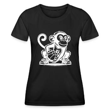 Sportlicher Affe mit Basketball - Frauen Funktions-T-Shirt - Schwarz - Vorne - AI Model Female 172 light (172cm)