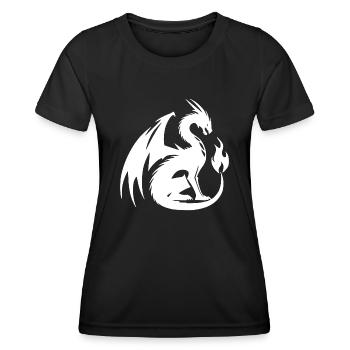 Dragon en colère avec d’énormes ailes et une flamme - T-shirt sport Femme - noir - Devant - AI Model Female 172 light (172cm)