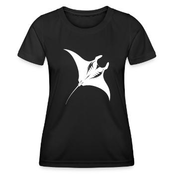 Eleganter riesiger Mantarochen im Unterwasser Flug - Frauen Funktions-T-Shirt - Schwarz - Vorne - AI Model Female 172 light (172cm)