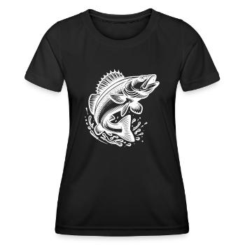 Poisson sandre sauteur - T-shirt sport Femme - noir - Devant - AI Model Female 172 light (172cm)