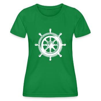 Classic Ship Steering Wheel Large Sail Nautical - Women's Functional T-Shirt - kelly green - Front - AI Model Female 172 dark (172cm)
