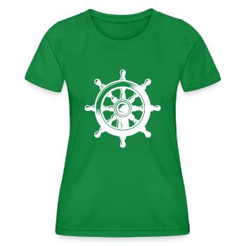 Seafaring Rudder Watch Classic Ship Steering Wheel - Women's Functional T-Shirt - kelly green - Front - AI Model Female 172 dark (172cm)