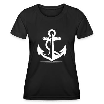 Vintage alter Anker mit dickem Tau Seil - Frauen Funktions-T-Shirt - Schwarz - Vorne - AI Model Female 172 light (172cm)