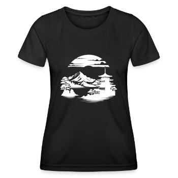 Japan Asiatisches Landschaft Meditation Design - Frauen Funktions-T-Shirt - Schwarz - Vorne - AI Model Female 172 light (172cm)