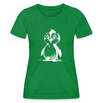 Penguin Cartoon Penguins Drawing Style - Women's Functional T-Shirt - kelly green - Front - AI Model Female 172 dark (172cm)