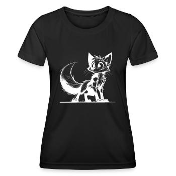 Sympathique Clever Fox Stroke Dessin - T-shirt sport Femme - noir - Devant - AI Model Female 172 light (172cm)